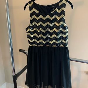 Black and Gold Sequin Dress